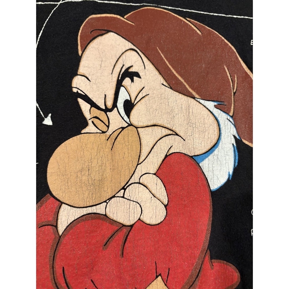 Vintage Disney Grumpy Shirt Mens XL Black Snow White Dwarf Cartoon Movie 90s - Picture 3 of 10